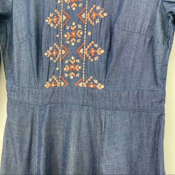 Eshakti Dress Chambray Embroidered XS Size 2 - Picture 5 of 11